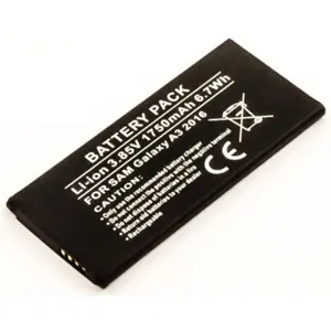 Batería para teléfono móvil compatible con Samsung Galaxy A3 2016, Li-ion 3.85V 1750mAh 6.7Wh