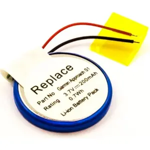 Batería compatible con Garmin Approach S1, Li-ion 3.7V 200mAh 0.7Wh