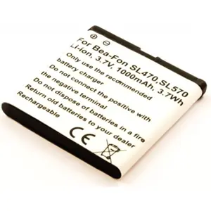 Batería para teléfono móvil compatible con Bea-Fon SL470, SL570, Li-ion 3.7V 1000mAh 3.7Wh