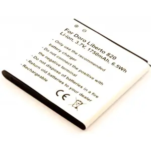Batería para teléfono móvil compatible con Doro Liberto 820, Li-ion 3.7V 1750mAh 6.5Wh