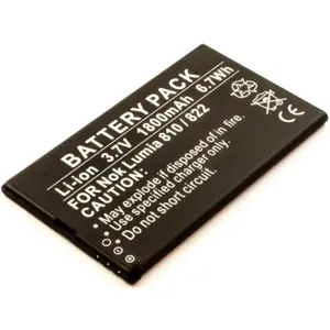 Batería para teléfono móvil compatible con Nokia Lumia 810, Lumia 822, Li-ion 3.7V 1800mAh 6.7Wh