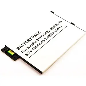 Bateria para eBook reader compatível com Amazon Kindle 3, Li-Po 3.7V 1900mAh 7.0Wh
