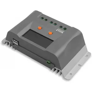 Controlador de carga solar MPPT (4 etapas) com LCD c/ saídas USB - 12VDC 10A