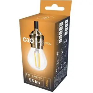 Lâmpada LED tipo filamento E27 G45 230V 1.3W 2700K (branco quente) 55lm