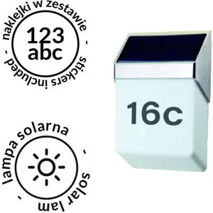 Aplique de LED solar con autoadhesivos alfanuméricos para la numeración de viviendas