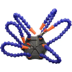 Soporte de 6 brazos articulados para la soldadura c/ pinzas cocodrilo y ventilador USB