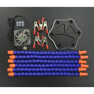 Soporte de 6 brazos articulados para la soldadura c/ pinzas cocodrilo y ventilador USB