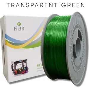 Rollo de filamento de impresión 3D en PETG de 1.75mm - Verde translúcido - 1Kg