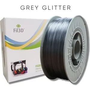 Rolo de filamento de impressão 3D em PETG de 1.75mm - Cinza c/ Purpurinas - 1Kg