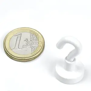 Imán de Neodymium (NdFeB) con gancho N38 Ø16.3mm M4 - blanco