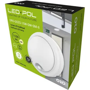 Plafon LED c/ sensor PIR 230VAC 15W 1100lm 4000K IP54 - Ø182x64mm