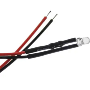 LED 3mm 12VDC branco quente (3000K) c/ fio 20cm [10 uni.]