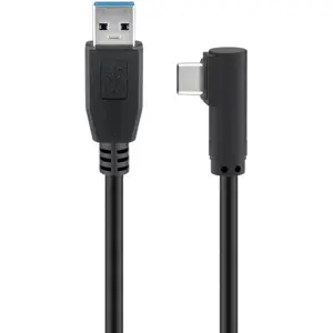 Cabo SuperSpeed USB3.0 A macho - USB-C macho 90º - 0.5m - preto