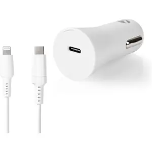 Cargador de encendedor 1x USB-C PD3.0 20W (1,67A / 2,22A / 3,0A) con cable Lightning - blanco