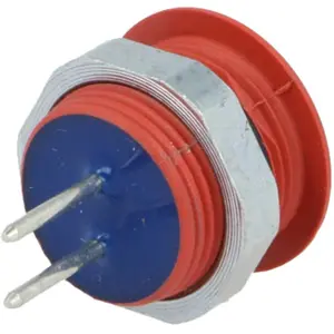 Botão interruptor piezoeléctrico anti-vandalismo unipolar SPST OFF-(ON) 24VAC 0.04A - vermelho plástico