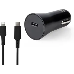 Carregador de Isqueiro 1x USB-C PD3.0 20W (1,67A / 2,22A / 3,0A) c/ cabo Lightning - preto