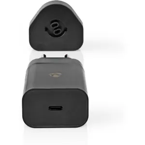 Carregador 1xUSB-C 18W 3A c/ adaptador viagem UK (Tipo G) - preto