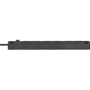 Bloco de 5 tomadas c/ 2xUSB + interruptor - Preto - cabo (3x1.5mm²) 3.0m