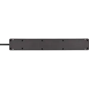 Bloco de 5 tomadas c/ 2xUSB + interruptor - Preto - cabo (3x1.5mm²) 3.0m