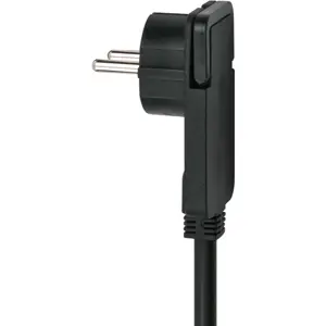 Bloco de 4 tomadas c/ interruptor + ficha espalmada - Preto - cabo (3x1.5mm²) 2.0m