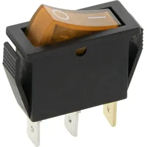 Interruptor basculante estreito 2 posições estáveis - ON-OFF - 12VDC 20A (3 pinos) - luminoso amarel