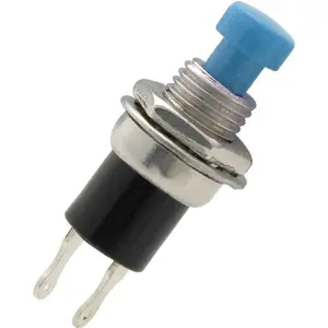 Botão interruptor de pressão unipolar SPST OFF-(ON) 250VAC 1A Azul