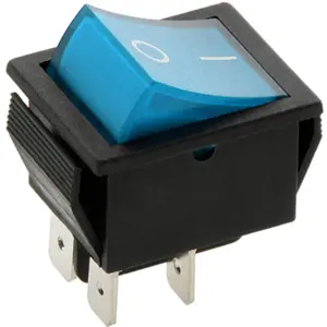 Interruptor basculante 2 posições estáveis - ON-OFF - 12VDC 35A (4 pinos) - luminoso azul
