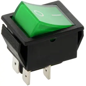Interruptor basculante 2 posições estáveis - ON-OFF - 12VDC 20A (4 pinos) - luminoso verde