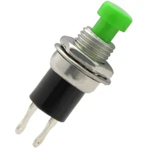 Botão interruptor de pressão unipolar SPST OFF-(ON) 250VAC 1A - Verde