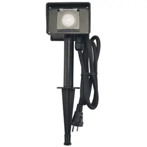 Bloco de 2 tomadas + timer para jardim IP44 - c/ estaca e cabo de 1.5m