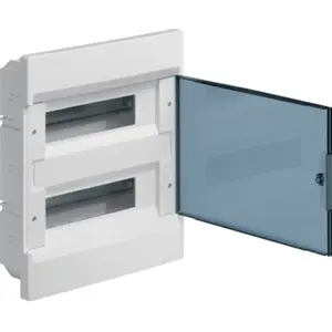 Caixa de distribuição de embutir para quadro elétrico - porta transparente - 2 filas - 24 módulos