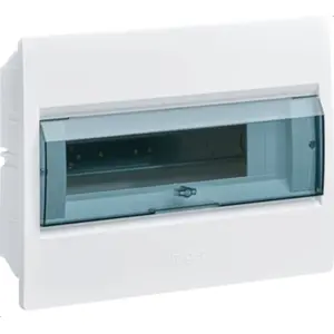 Caixa de distribuição de embutir para quadro elétrico - porta transparente - 1 fila - 12 módulos