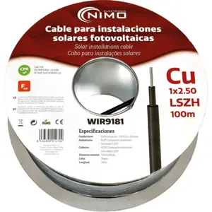 Cabo de energia solar de cobre estanhado 2.5mm² LSZH - preto - 100m