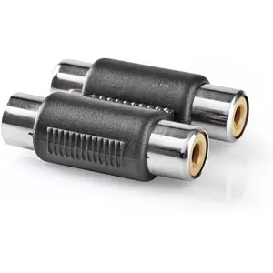 Adaptador de audio estéreo 2x RCA femea 2x RCA femea preto (blister)