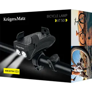 Suporte de telemóvel para bicicleta 3-em-1 c/ Luz LED + Power Bank + buzina