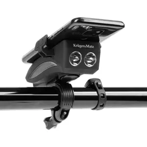 Suporte de telemóvel para bicicleta 3-em-1 c/ Luz LED + Power Bank + buzina