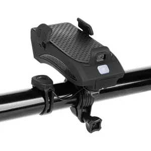 Suporte de telemóvel para bicicleta 3-em-1 c/ Luz LED + Power Bank + buzina