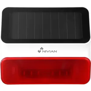 Sirene exterior Solar sem fios 100dB c/ Luz e bateria para alarme Nivian Smart