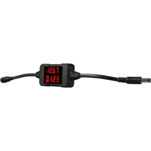 Medidor de tensão e corrente (3.6~24V DC 3A) em série c/ fichas DC 5.5x2.1mm