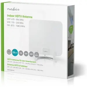 Antena TV Terrestre amplificada TDT FM/VHF/UHF 30dB c/ filtro LTE700 - branca