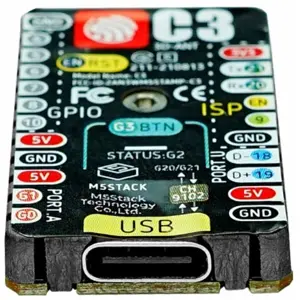 M5Stamp C3 Mate com barras de pinos macho e fêmea