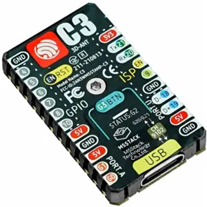 M5Stamp C3 Mate com barras de pinos macho e fêmea