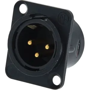 Ficha Cannon (XLR) 3 pinos macho para painel - Preto