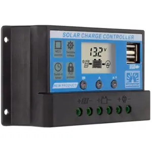 Controlador de carga solar PWM (3 etapas) com LCD c/ saidas USB - 12/24VDC 30A