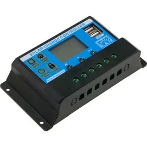 Controlador de carga solar PWM (3 etapas) com LCD c/ saidas USB - 12/24VDC 30A