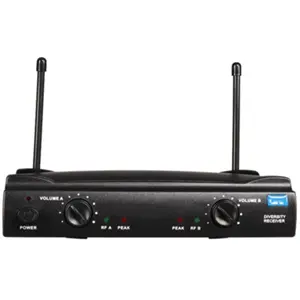 Sistema de 2x microfones de mão sem fios com receptor UHF