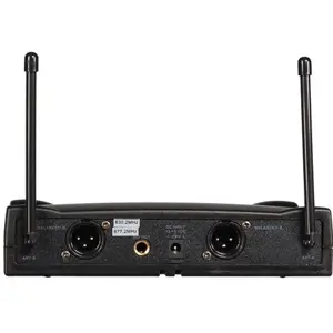 Sistema de 2x microfones de mão sem fios com receptor UHF