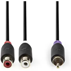 Cabo de subwoofer 1x RCA macho p/ 2x RCA fêmea [Gold Plated] - 20cm