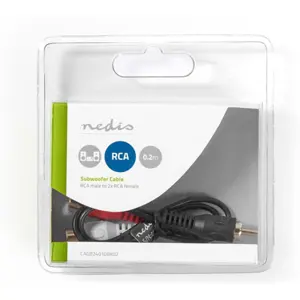 Cable de subwoofer 1x RCA macho p/ 2x RCA hembra - 20cm