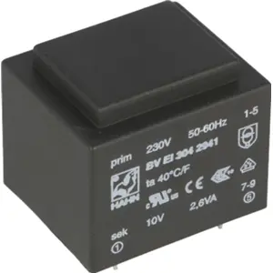 Transformador encapsulado para PCB 230VAC/10V 2.6VA